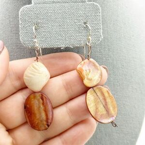 925 Sterling Silver Earrings with Iridescent Pink Genuine Shell Stone Accents